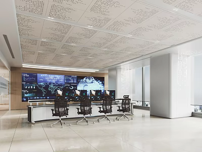 Command Control Room of Modern Monitoring Room 3d model