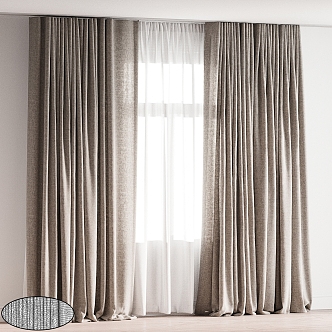 Modern Curtain Fabric Curtain Gauze Curtain Combination 3d model