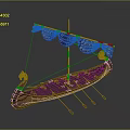 Ancient Wooden Watercraft with Black Sails Carved Figurehead and Multiple Oars