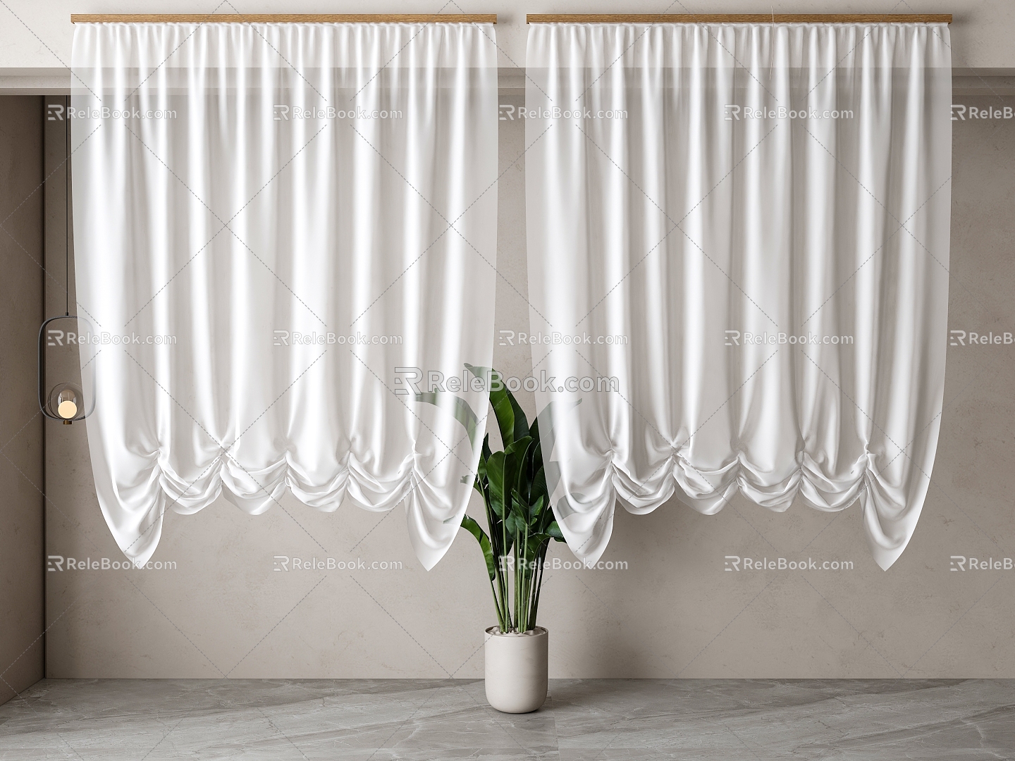 Modern Window Screen Curtain 3d model