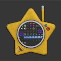 Yellow Star Shaped Toy Radio With Display Screen Antenna And Colorful Buttons