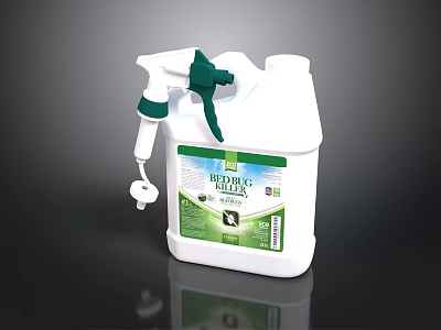 Furniture Bed Bug Relief Spray With White Bottle And Green Nozzle 3d model