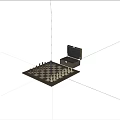 Chessboard with Wooden Case and Arranged Chess Pieces for Board Game Entertainment