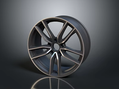 Alloy Car Wheel With Modern Spoke Design And Glossy Surface 3d model