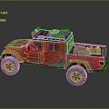 Red Off Road Vehicle With Roof Rack Cargo Bed And Large Off Road Tires