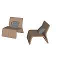 Brown Curved Design Leisure Chairs With Black And White Check Pillows In Modern Bright Room