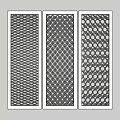 Three Decorative Room Dividers With Striped Diamond And Circular Patterns 3d model