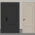 Modern Dark Gray and Cream White Hinged Panel Doors with Classic Handle Designs 3d model