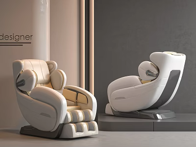 Modern White Massage Chair With Ergonomic Design And Comfortable Luxury Seating 3d model