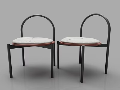 Modern Single Chair With Black Metal Frame Curved Backrest And White Padded Seat 3d model