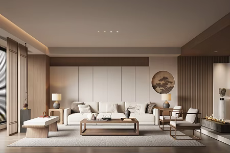 New Chinese Style Song Style Living Room 3d model