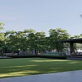 Modern Office Landscape With Outdoor Seating Trees Natural Light And Contemporary Design
