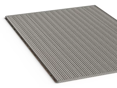 Gray Striped Square Rug With Woven Texture For Modern Home Decor 3d model