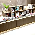Modern Interior Display Shelves With Books Decorative Items Green Plant And Lighting