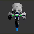 Futuristic Sci Fi Weapon 3D Model With White Blue And Green Glowing Parts