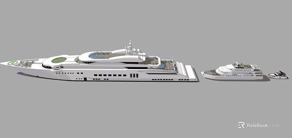 Luxury White Yachts With Sleek Modern Design 3d model 