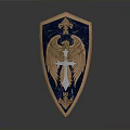 Ornate Decorative Shield With Blue Background Gold Eagle And Cross Design Elements