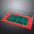Mini Basketball Court Model With Green Surface Red Border White Net And Wire Mesh Fence