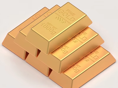 Gold Bar Sculpture Carving With Fine Gold Inscriptions And Stacked Design 3d model