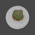 Colorful Green Yellow Spotted Frog Game And Movie Character Sitting On White Circular Platform