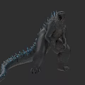 Gray Godzilla Monster Figure With Blue Glowing Spikes In Standing Pose
