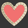 Heart Shaped Red Decorative Ornament Set With Gold Beads And Reflection On Black Surface