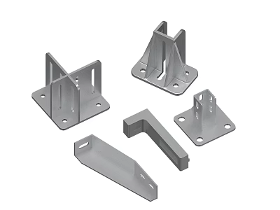 Metal Mounting Brackets With Different Shapes And Sizes For Industrial Use 3d model