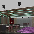 Modern KTV Room with Neon Lights Sofas Projection Screen and Decorative Walls 3d model