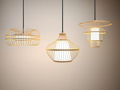 Chinese bamboo chandelier 3d model