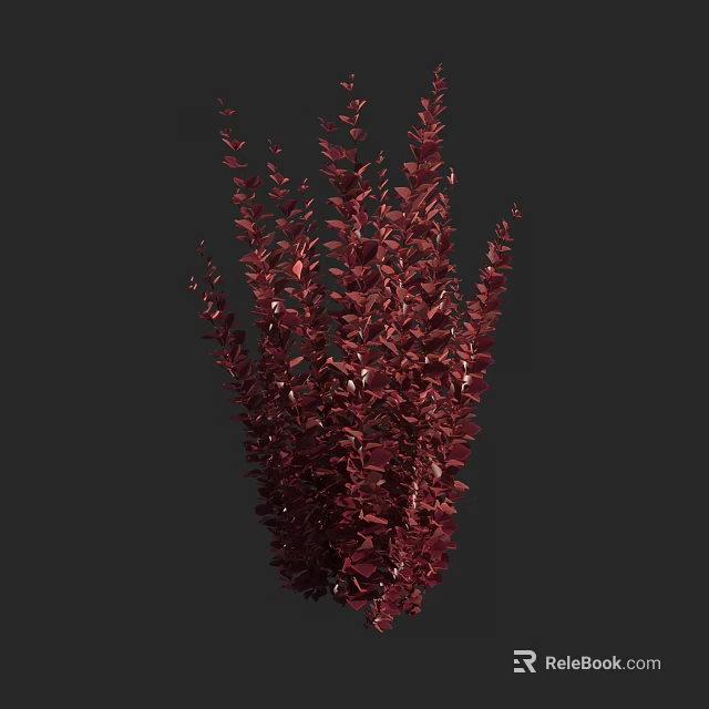 Red Bushy Plants With Lush Dense Foliage And Vibrant Leaves 3d model 