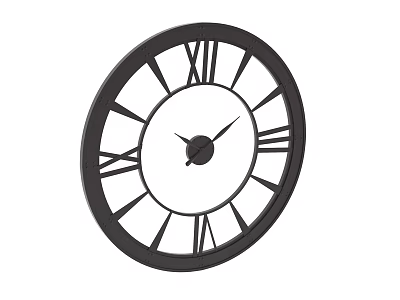 Stylish Black Frame Wall Clock With White Dial And Roman Numerals 3d model