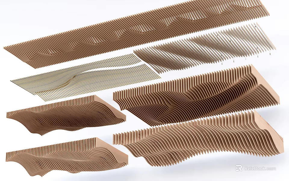 Modern Textured Ceiling Design With Wave Patterns And Layered Architectural Elements 3d model 