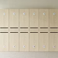 Wooden Lockers With Numbered Labels Simple Design Multiple Compartments Indoor Storage Solution 3d model