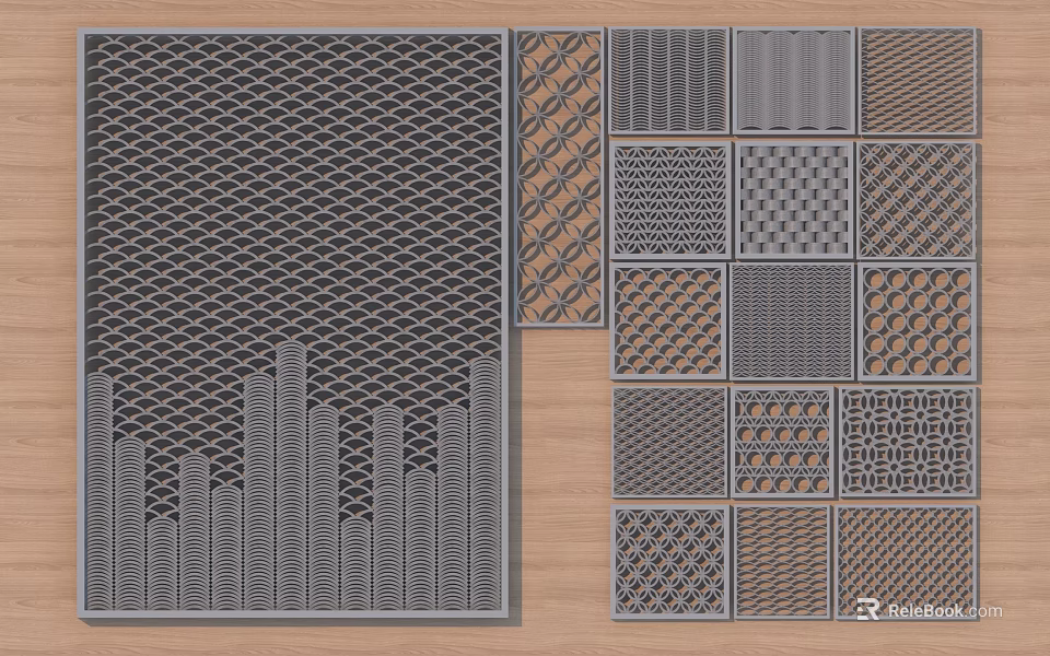 Interior Decorative Partition With Various Geometric Mesh Patterns And Designs 3d model