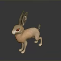 Cute Cartoon Rabbit 3D Model With Pink Fur Long Ears And White Details