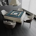 Modern Entertainment Table With Square Marble Tabletop Surrounded By Comfortable Chairs In Interior Design 3d model