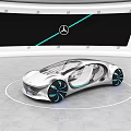 Mercedes Futuristic Concept Car With Sleek Silver Body And Blue Accents