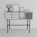 Contemporary Entryway Console And Side Cabinet With White Yellow Drawers Open Shelves Decorative Lamp Frames