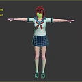 Anime Style Game Movie Character in Sailor Uniform with Red Headband and Arms Outstretched