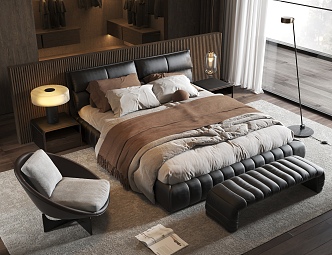 Modern Minotti double bed 3d model