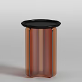 Modern Transparent Brown Side Table With Black Round Top And Striped Column Structure 3d model
