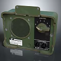Vintage Green Headphone Speaker With Control Knob Dial And Metal Grille Panel