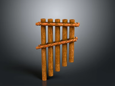 Wooden Fence Structure With Vertical Poles And Rope Wrapped Cross Bars 3d model