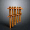 Wooden Fence Structure With Vertical Poles And Rope Wrapped Cross Bars