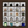 Traditional Ceramic Storage Jars With Various Designs Arranged On Display Shelves 3d model