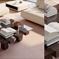 Modern Living Room Interior With Glass Coffee Table Open Books Sofa And Decorative Items