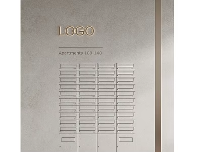 Public Mailbox Facility In Apartment Building For Units 100 To 140 3d model