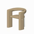 Modern Beige Leather Dining Chair With Armrests And Metal Legs
