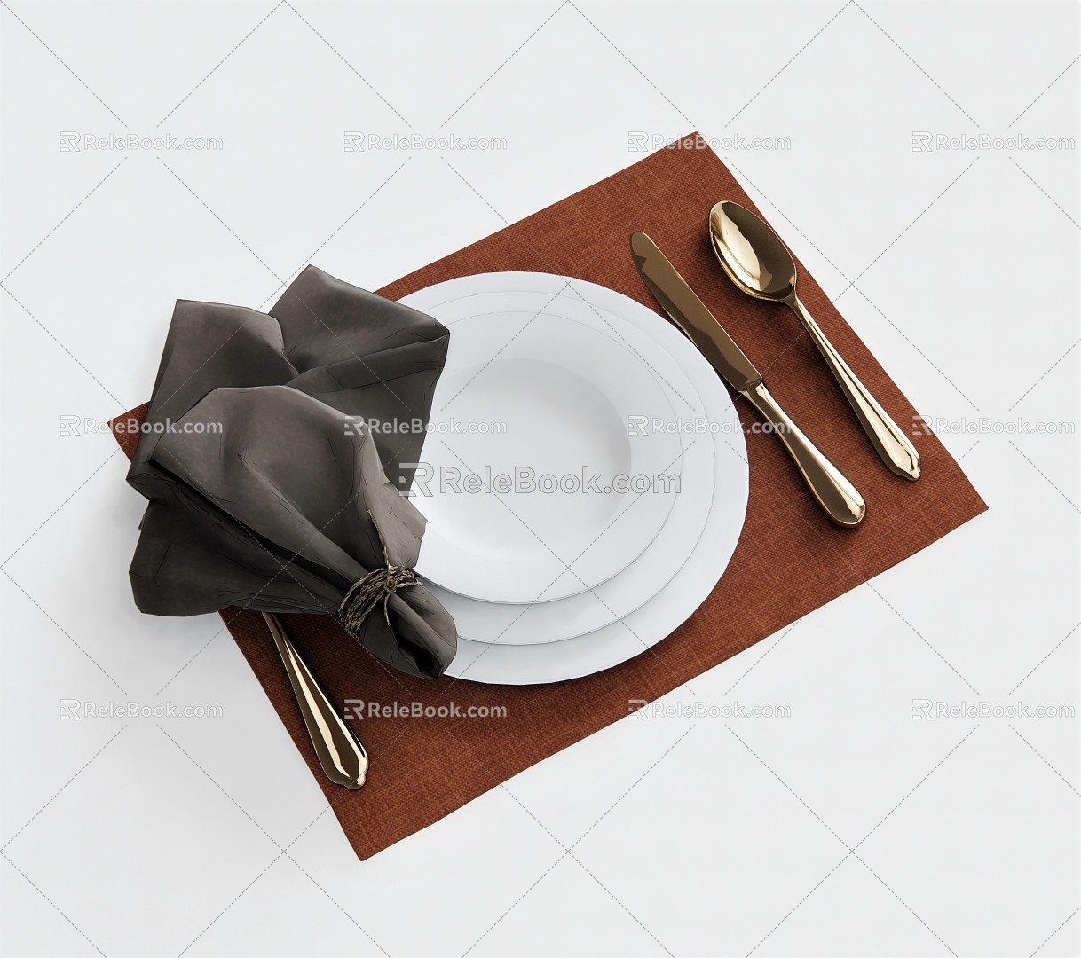 Modern cutlery plate plate plate napkin napkin placemat 3d model