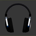 Premium Computer Over-ear Headphones with Black Design Blue Accents and Silver Details